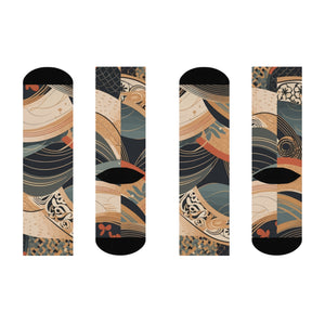 Artistic Cushioned Crew Socks - Stylish & Comfy for Everyday Wear