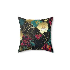 Samurai Art Spun Polyester Aiki Pillow - Decorative Cushion with Floral Design