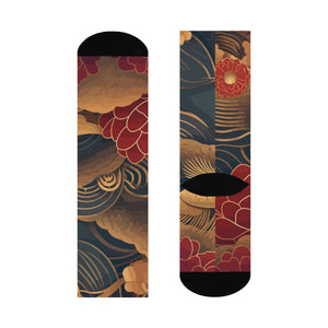 Aiki Artistic Cushioned Crew Socks - Koi Fish Design for Relaxation & Style