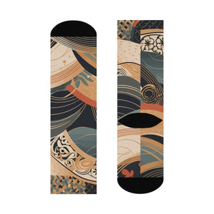 Artistic Cushioned Crew Socks - Stylish & Comfy for Everyday Wear