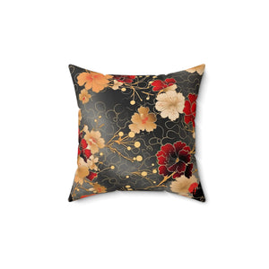 Elegant Floral Japanese-Inspired Square Aiki Pillow