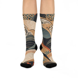 Artistic Cushioned Crew Socks - Stylish & Comfy for Everyday Wear