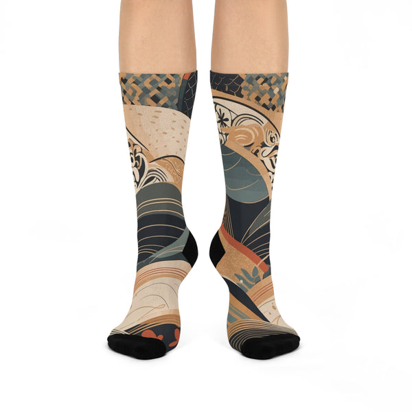 Artistic Cushioned Crew Socks - Stylish & Comfy for Everyday Wear
