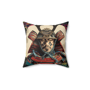 Samurai Art Spun Polyester Aiki Pillow - Decorative Cushion with Floral Design