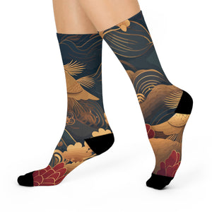Aiki Artistic Cushioned Crew Socks - Koi Fish Design for Relaxation & Style