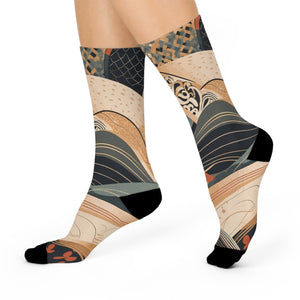 Artistic Cushioned Crew Socks - Stylish & Comfy for Everyday Wear