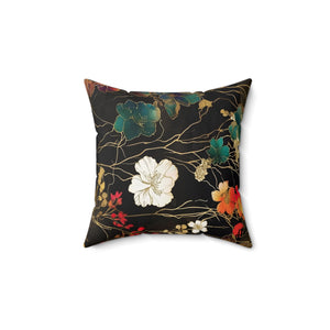 Elegant Floral Geisha Throw Aiki Pillow – Boho Home Decor