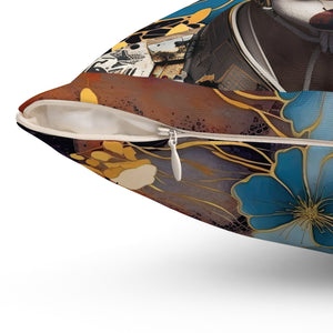 Artistic Floral & Warrior Square Pillow | Unique Home Decor for Modern Spaces